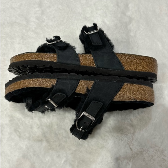 Birkenstock Mayari Shearling Thong Sandals Fur Toe Loop Germany Buckle Straps - Picture 14 of 16
